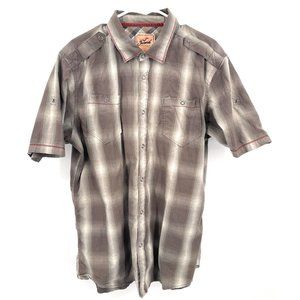 JEREMIAH American Legacy Western Plaid Snap Short Sleeve Shirt Size XL